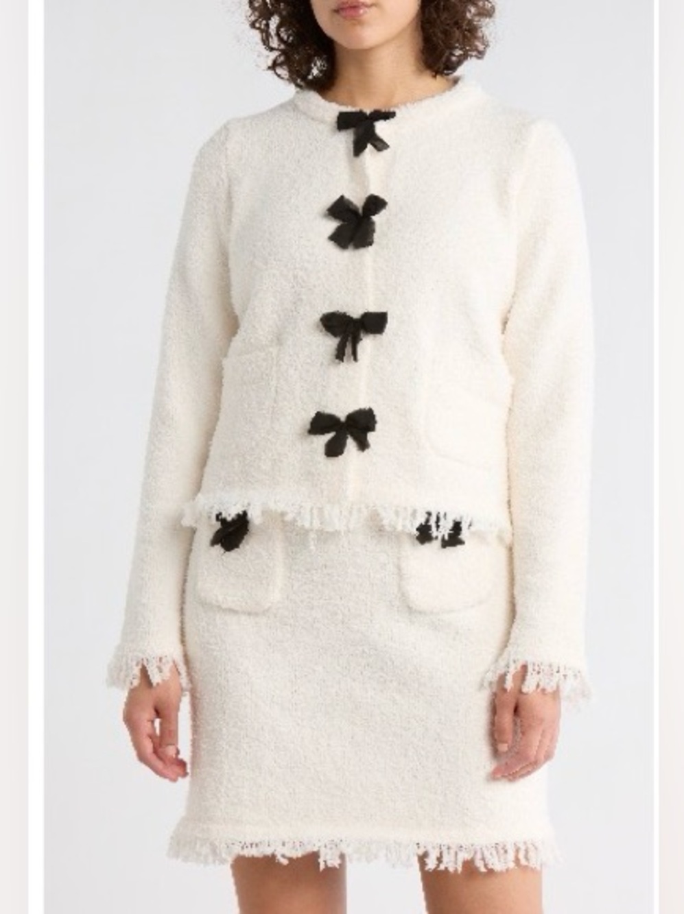 Adriana Papell Bow Front Textured Skirt two piece set